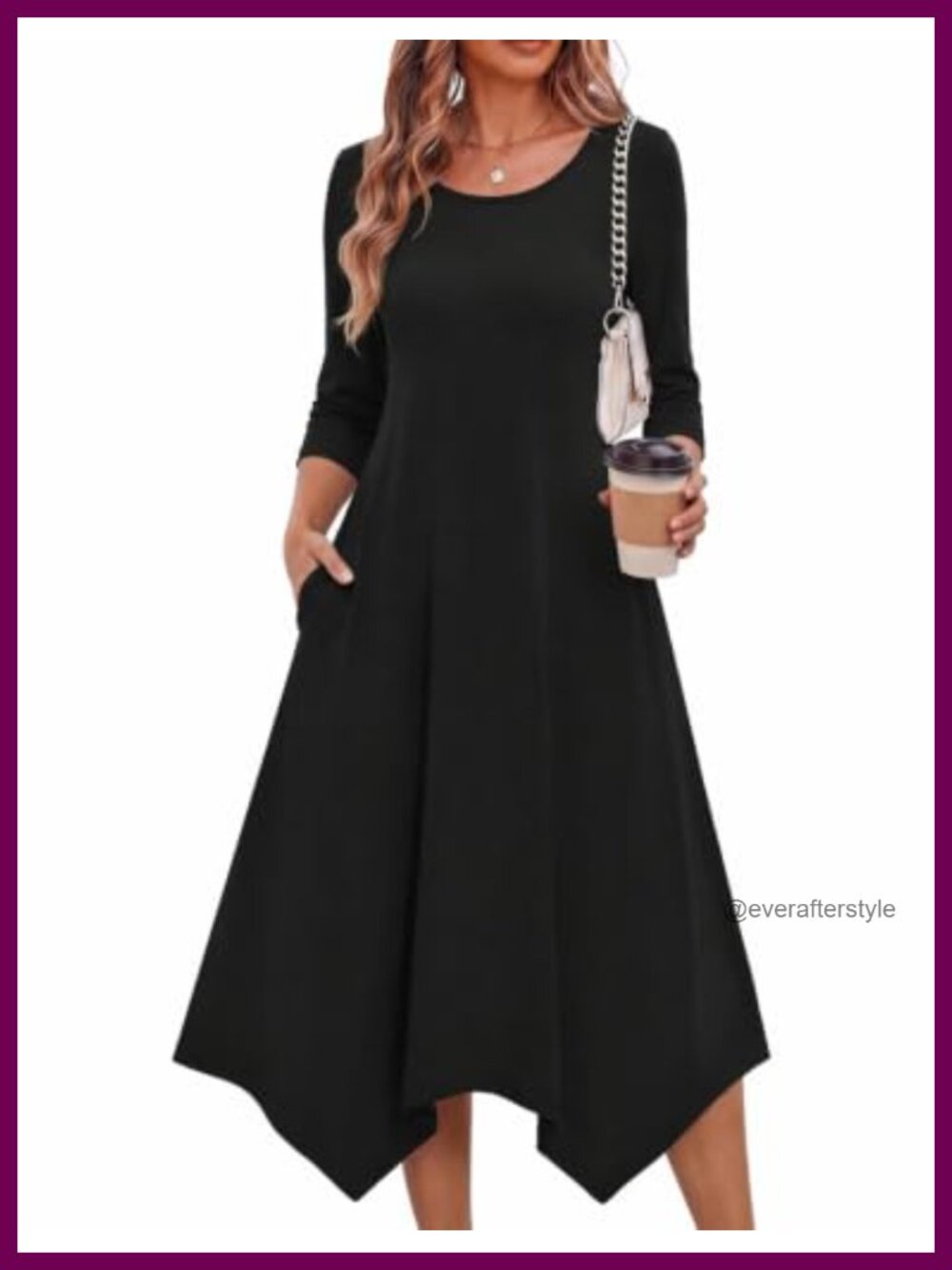 Zeagoo Women's Midi Dress 3/4 Sleeve A-Line Casual With Pockets